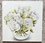 Vinciane Closset - Oil on canvas: White Roses