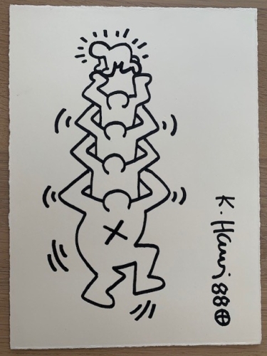 Keith Haring (after) - Mannetjes met radiant baby