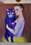 Denis Mihai - Dame au chat violet