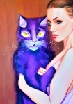 Denis Mihai - Lady with violet cat