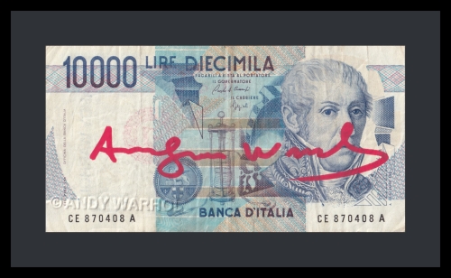 Andy Warhol - 10.000 lire banknote signed