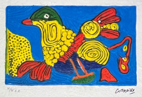 Guillaume Corneille - L'oiseau multicolore, Aquagravure