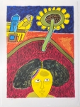 Guillaume Corneille - Signed lithograph: The Sunflower, Tribute to Van Gogh