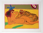 Lithografie ondertekend Tigers in Love