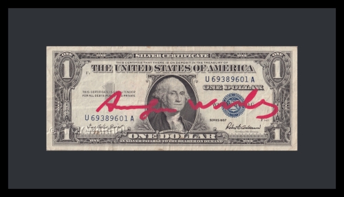 Andy Warhol - 1 dollarbiljet gesigneerd