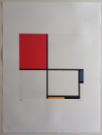 Composition no. III, met rood, blauw, geel en zwart