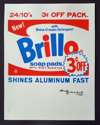 Andy Warhol - Andy Warhol - Zeefdruk - Brillo Soap Stamp Poster - Gestempelde handtekening (#0352)