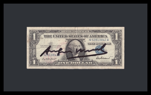 (After) Andy Warhol - 1 dollarbill signed