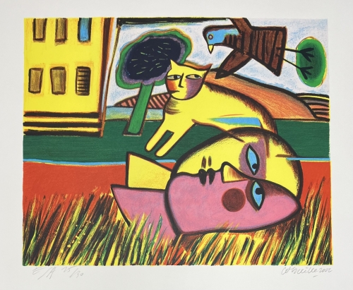 Guillaume Corneille - The yellow cat and the yellow house, 2002