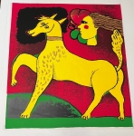 Guillaume Corneille - Silk-screen print L'Ecuyre et son cheval