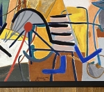 Guillaume Corneille - Enframed! Terragraphy signed on canvas L'orchestre de Jazz, hommage  Charlie Parker - Cobra
