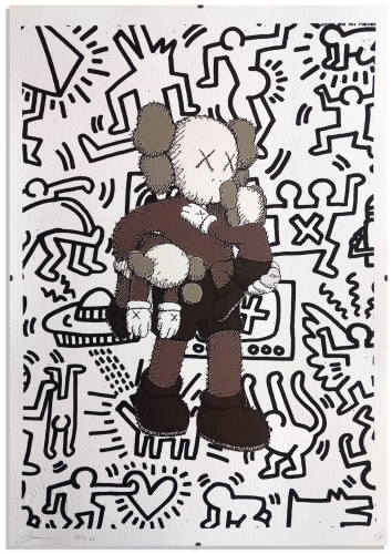 DEATH NYC  - Kaws X Haring  zeefdruk met lijst