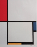 naar piet  Mondriaan  - Composition no. III, met rood, blauw, geel en zwart