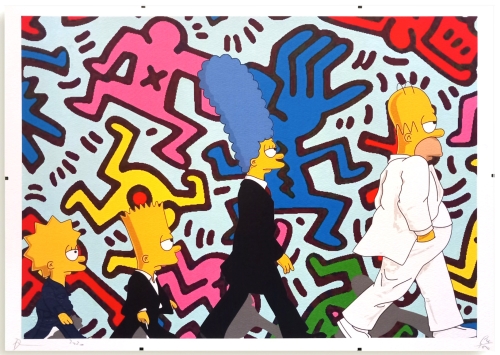 DEATH NYC  - Simpsons X Haring  zeefdruk met lijst