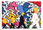 Simpsons X Haring  zeefdruk met lijst