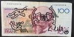 Keith Haring  - Originele tekening op een briefje van 100 BEF