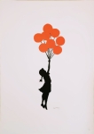 Zwevende Meisje met rode ballonnen