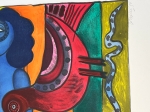 Guillaume Corneille - L'oiseau rouge et le serpent Cobra, 1998