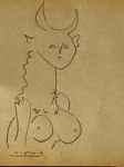 Pablo Picasso - attribu, dessin  l'encre
