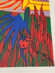 Guillaume Corneille - Grande et rare lithographie originale : Le chien bleu, encadre! 1990