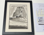 Guillaume Corneille - Antique watercolor from 1965: The Rock of Ibiza Es Vedra