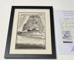 Guillaume Corneille - Antique watercolor from 1965: The Rock of Ibiza Es Vedra