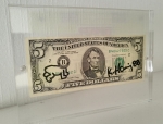 Keith Haring  - 5 $ biljet - gesigneerd - tekening