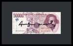 Andy Warhol  Billet de 50.000 lires sign